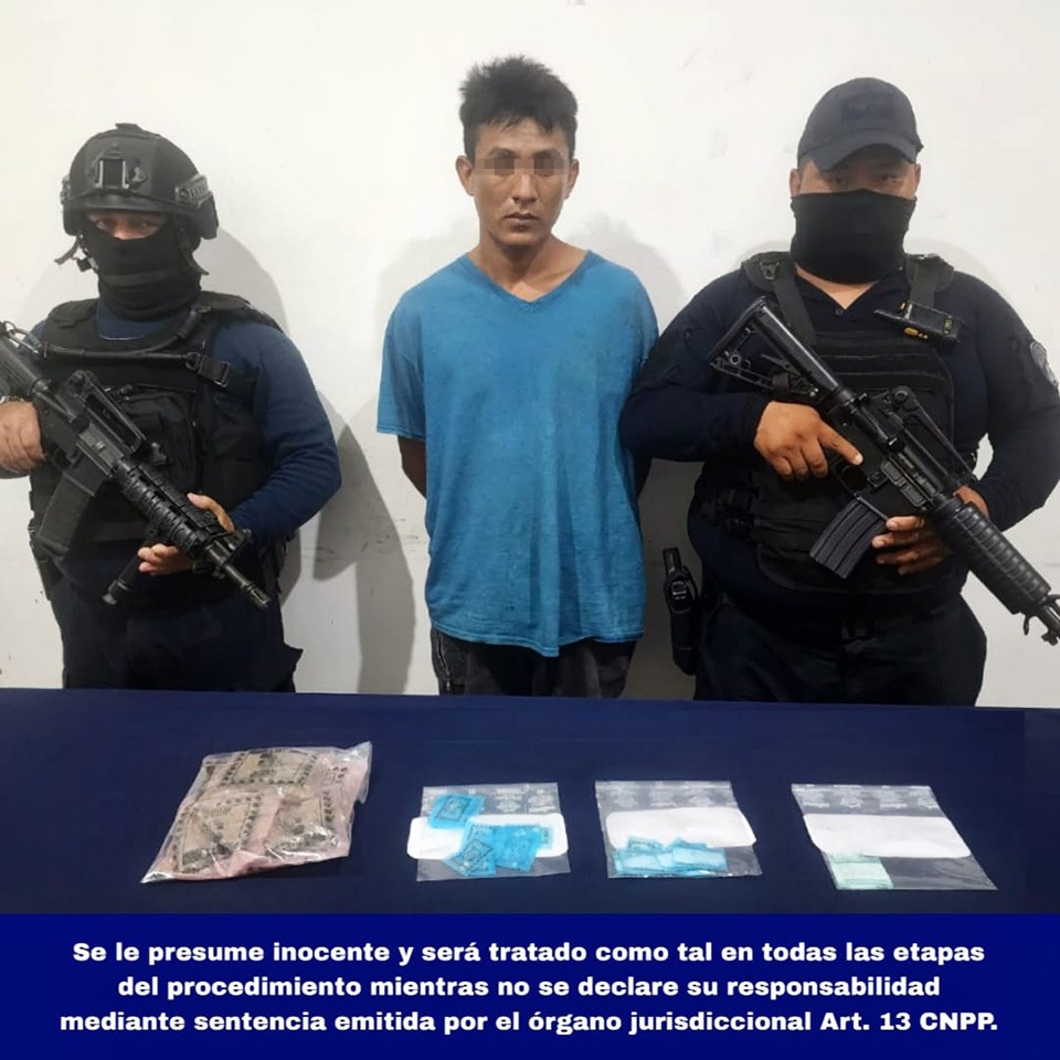 Aprehendido en Tulum un individuo con varios tipos de drogas