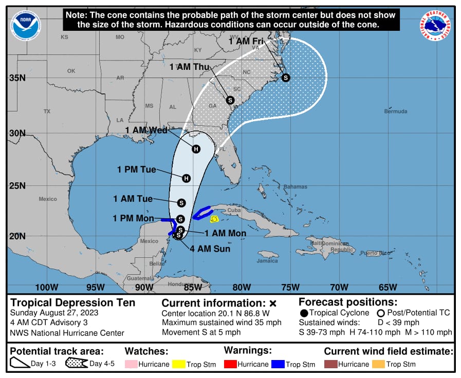 Tormenta “Idalia” con trayectoria cercana a Cozumel y Tulum