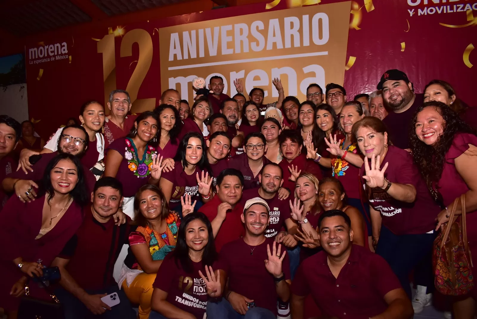 Festejan en Cancún aniversario 12 de la fundación de Morena