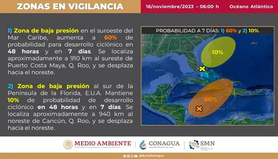 Alerta de posible formación de ciclones en los próximos días