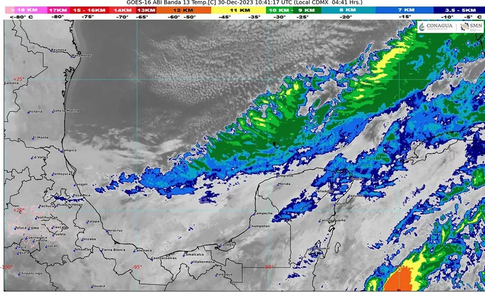 Lluvias aisladas y evento de Norte en la Península de Yucatán