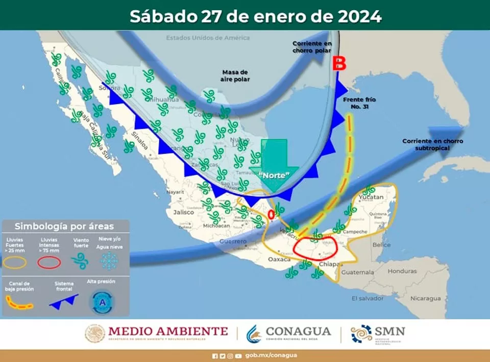 Recomienda Protección Civil tomar previsiones ante la llegada de un frente frío a Quintana Roo