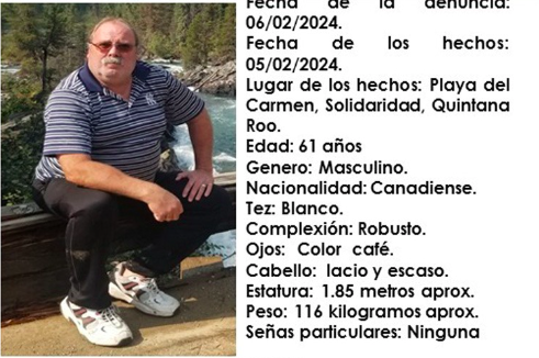 Activan en Quintana Roo alerta de búsqueda de sexagenario canadiense