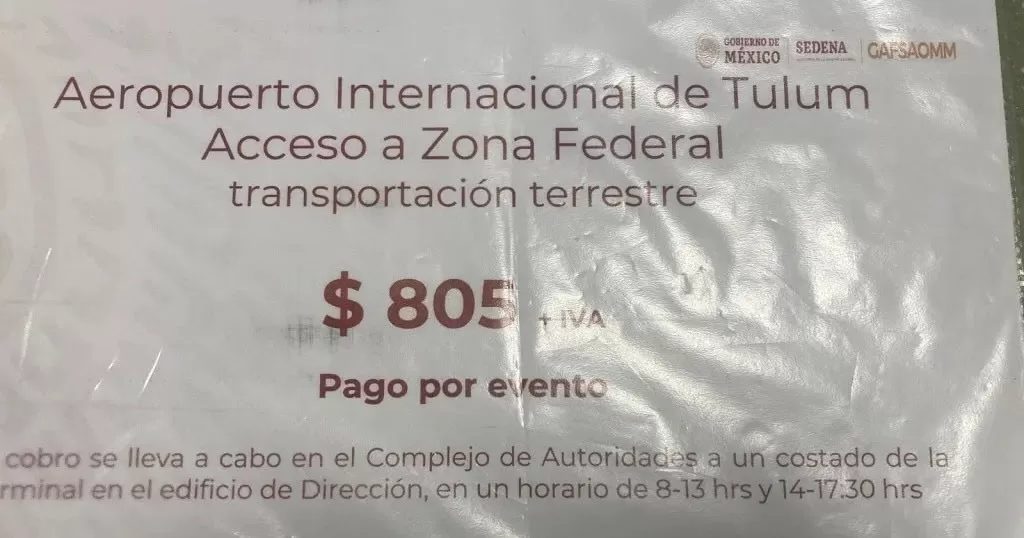 Militares aplican cobro de $805 pesos a transportistas cada vez que entren por pasaje al aeropuerto de Tulum