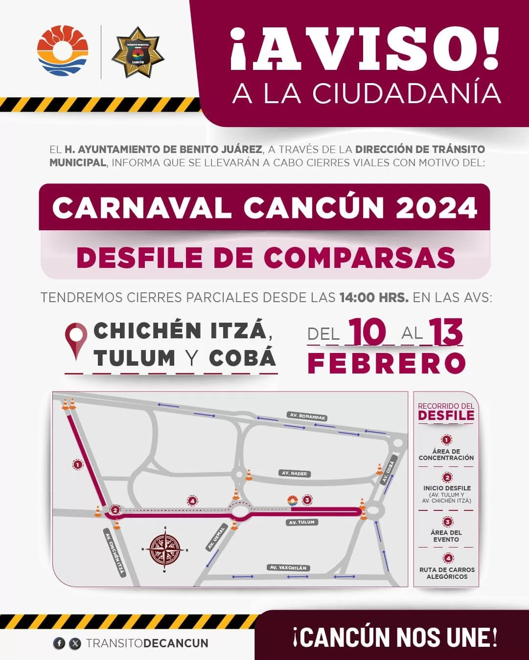 Inician hoy los cierres parciales de avenidas por el Carnaval