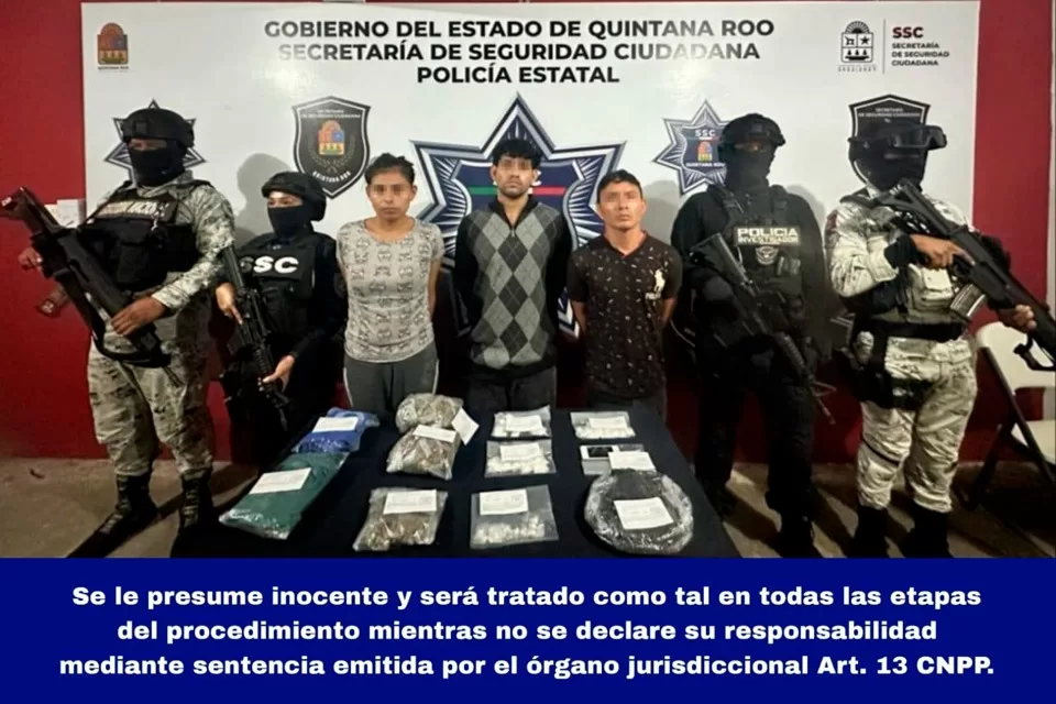 Trío capturado con más de 200 dosis de drogas