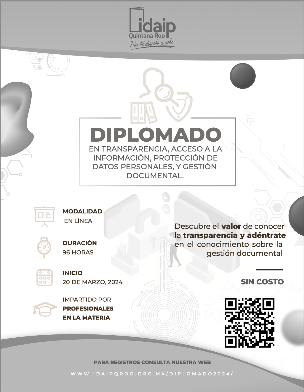 IDAIPQROO emite convocatoria para la segunda edición del diplomado en transparencia y acceso a la información