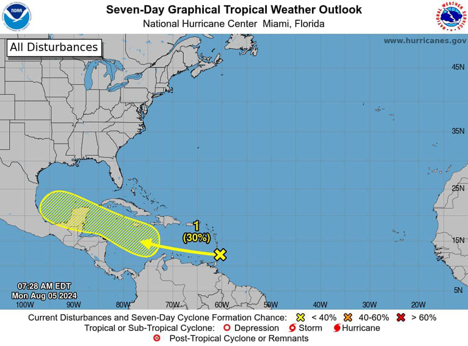 Mantiene rumbo a Q. Roo sistema de baja presión ubicado en el Caribe