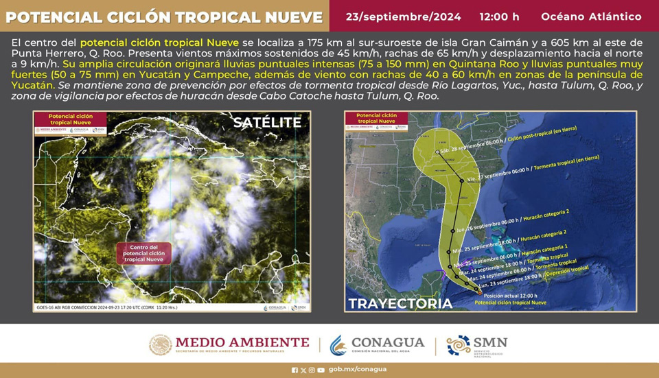 Emiten Alerta azul en Quintana Roo por formación de potencial ciclón tropical