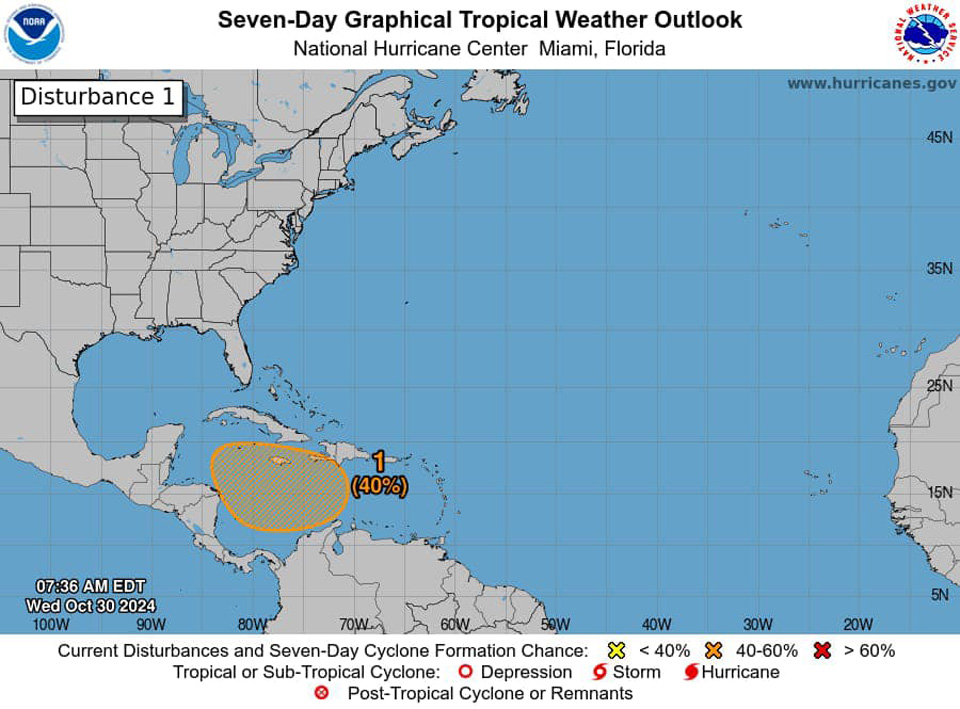 Zona de baja presión en el Caribe podría ser huracán