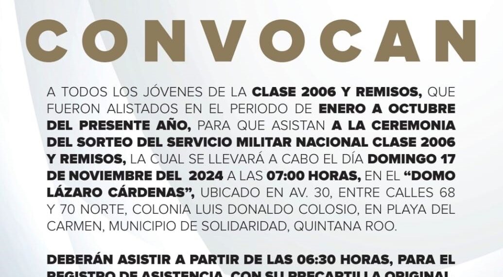 Convocan a jóvenes clase 2006 y remisos a participar en Sorteo del Servicio Militar Nacional