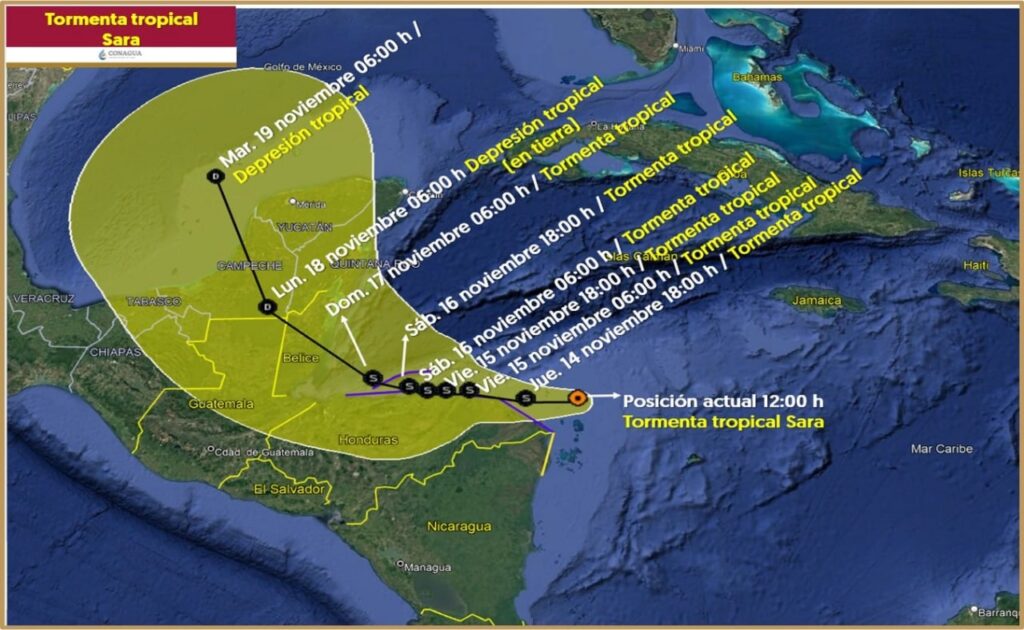 "Sara" se intensifica y pone en alerta a Quintana Roo