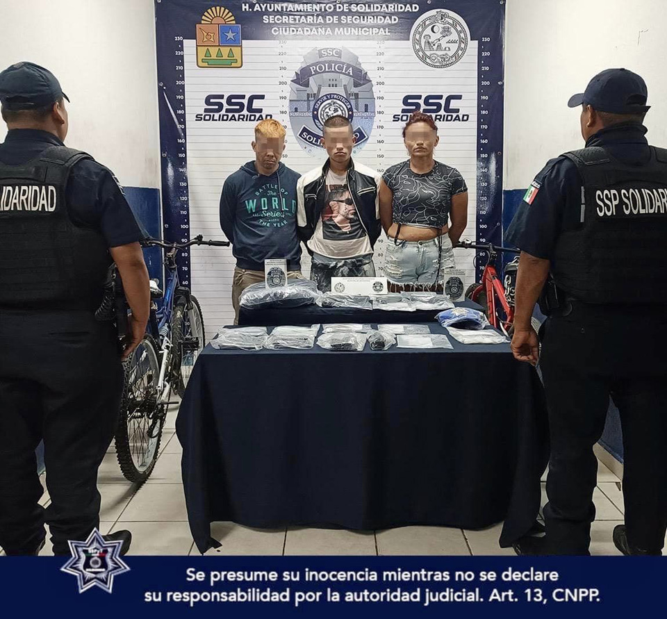 Detienen a tres personas con droga y armas en Playa del Carmen