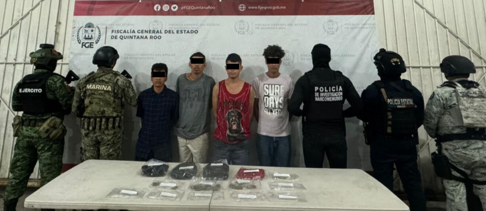 Aseguran drogas y armas en cateos en Benito Juárez; identificador a ocho personas