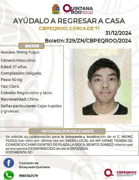 Buscan un joven empresario chino desaparecido en Cancún