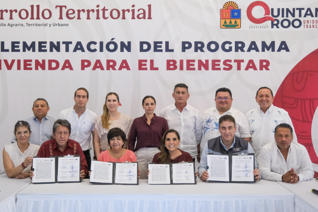 Firma Mara Lezama Programa Vivienda para el Bienestar con Edna Vega, con meta de 2 mil 600 viviendas para la prosperidad de familias quintanarroenses