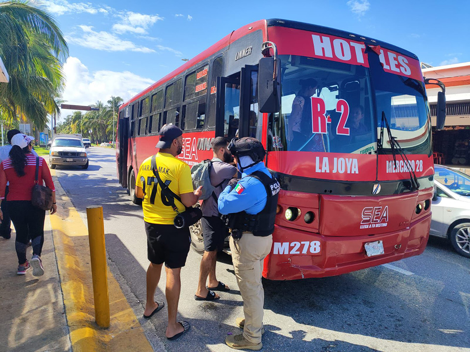 Refuerzan en Cancún operativos de seguridad en transporte público