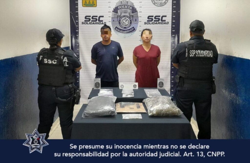 Capturan una pareja con arma y 271 dosis de droga en Playa del Carmen